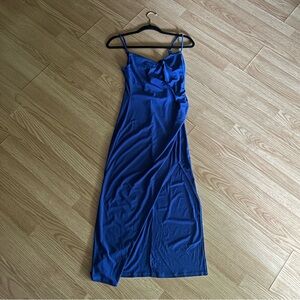 NWT Blashe LA Blue Cowl Neck Bodycon Split Dress Small
